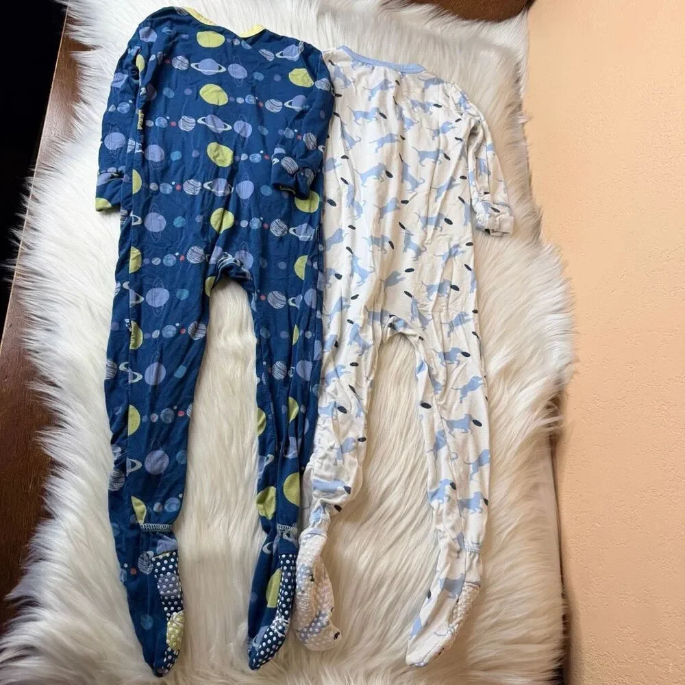 Kickee Pants Print Footie Twilight Planets 12-18 Months & Natural Frisbee Labs 1